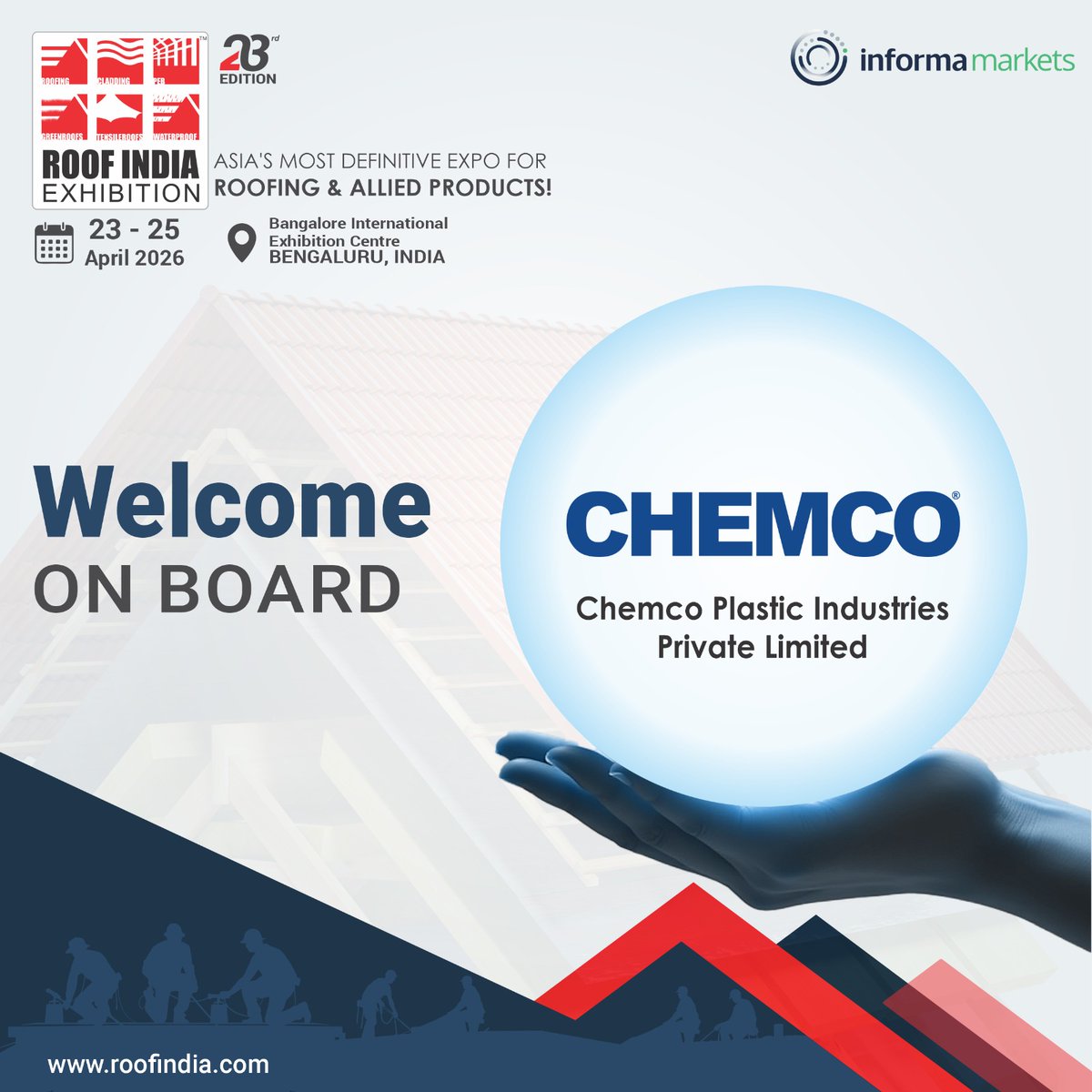ForumMetal's tweet photo. Roof India, India's Largest Roofing &amp; Allied Products Event, is delighted to welcome Chemco Plastics Ind. Private Limited. on board

Book your Stand: https://t.co/Bao8a5nRYP

#Roofindia2026 #InformaMarkets
#polycarbonateroofing #Architects #StructuralEngineers #FactoryBuilders https://t.co/Vdy5xSUJKp