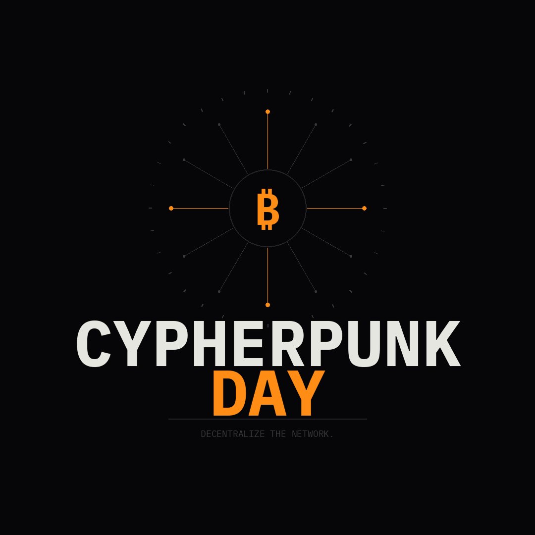 Pleb_Style's tweet photo. Happy Cypherpunk Day. 🏴

Satoshi gave us permissionless money.
But a network is only as strong as the people securing it.

That's why we're running something special for the plebs who want to mine at home 💪🏻😎

#Cypherpunkweek https://t.co/e3yNldXbsx
