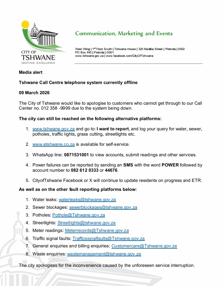 City of Tshwane tweet media