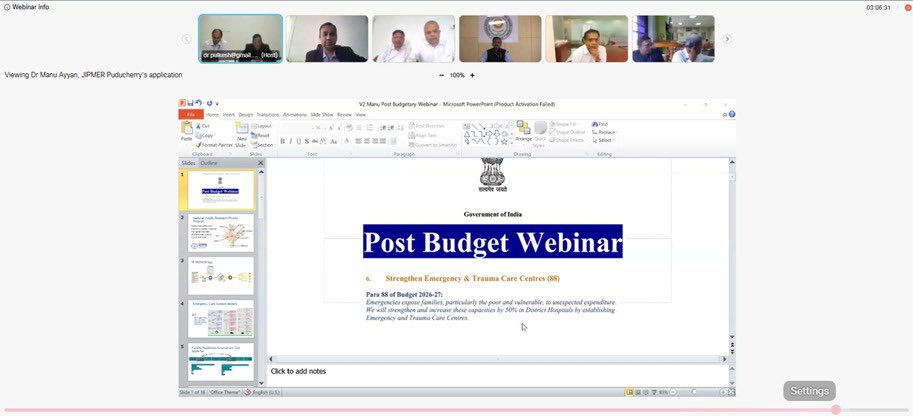 MoHFW_INDIA's tweet image. #Budget2026

Post-Budget Webinar discusses strengthening of Emergency &amp;amp; Trauma Care Centres across District Hospitals 

Budget 2026–27 Prioritizes Emergency Healthcare; Trauma Care Capacity in District Hospitals to Rise by 50%

Experts Emphasise Integration of 112 ERSS with