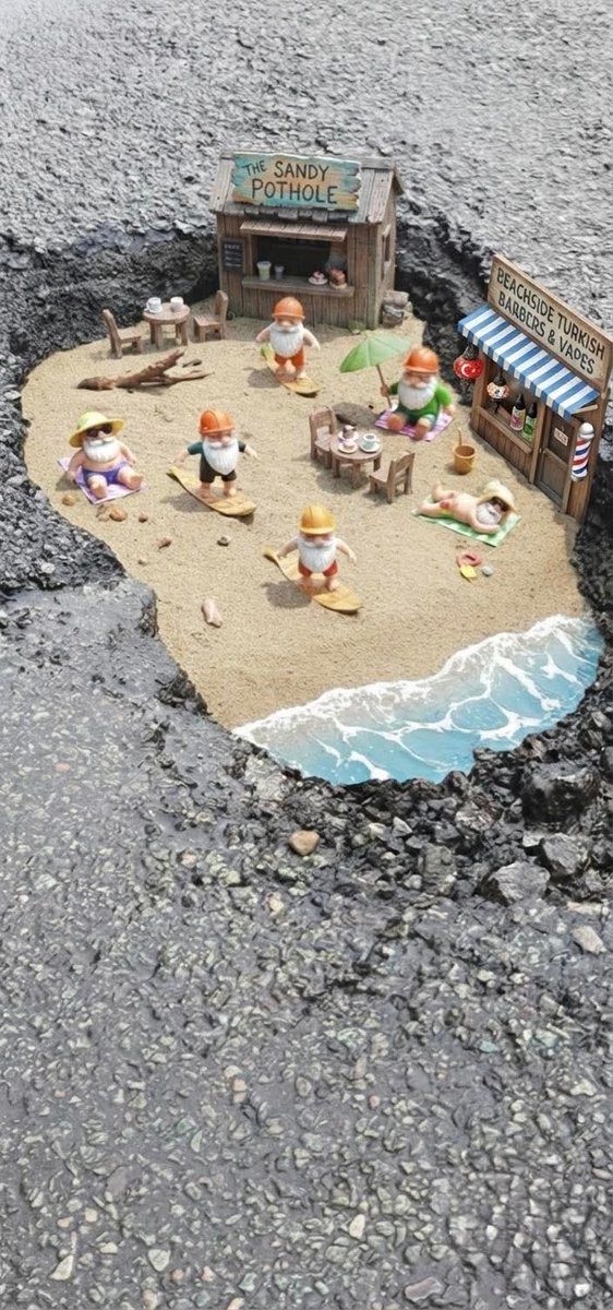HoptonRehab's tweet image. Morning tweeps 🌄 Another imaginative option for dealing with potholes 🏖🌊 Enjoy your day 🥳 #mondaythoughts #broken #BritishPride