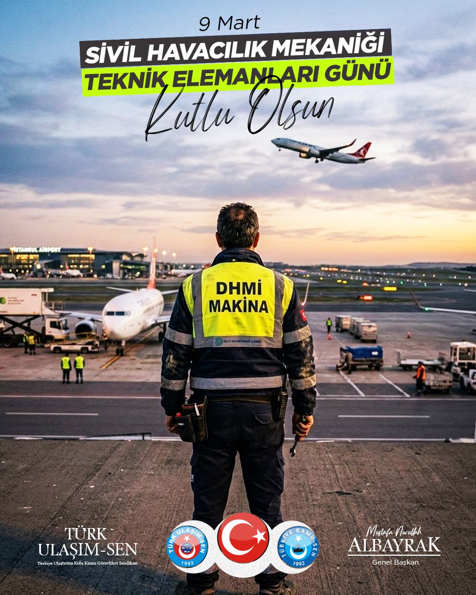 Havalimanları ve seyrüsefer istasyonlarındaki güç ve iklimlendirme sistemlerinin bakım ve onarımlarını özveriyle gerçekleştiren Havacılık Mekaniği Personeli arkadaşlarımızın "9 Mart Sivil Havacılık Mekaniği Teknik Elemanları Günü ” nü kutluyor, tüm arkadaşlarımıza çalışmalarında
