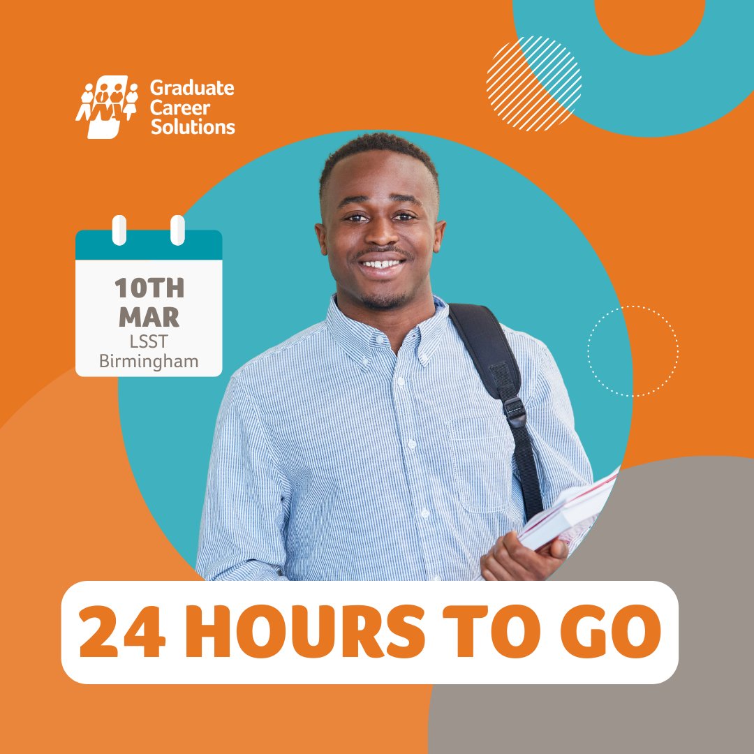 GradSpecialists's tweet photo. Just one day to go until we’re at LSST Birmingham’s Careers Fair! 🎓✨

If you’re exploring your next steps or need guidance breaking into the world of work, come chat with our graduate recruitment team. We can’t wait to meet you! https://t.co/fKvpdqmesy