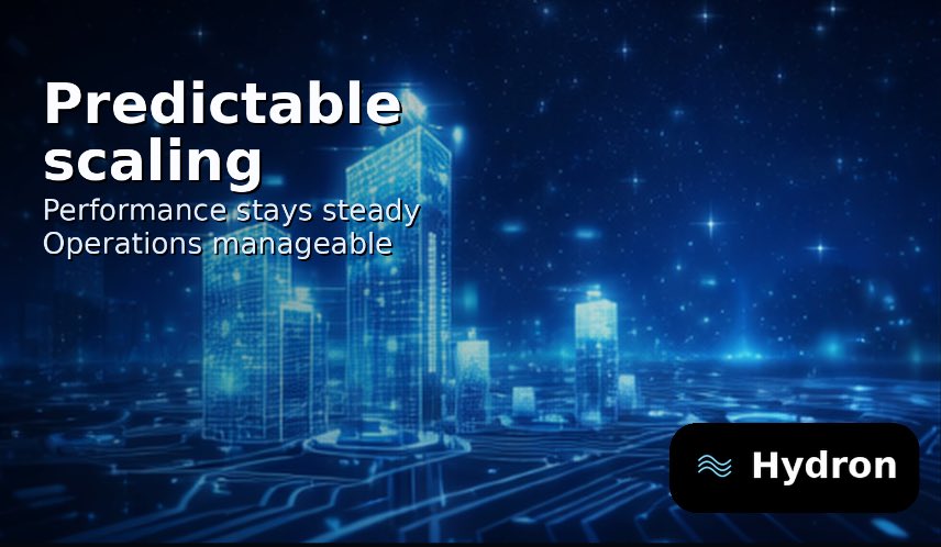hydronchainL1's tweet photo. Hydron is designed for predictable scaling.
As usage grows, performance stays steady and operations stay manageable. https://t.co/6AXww2UBxT