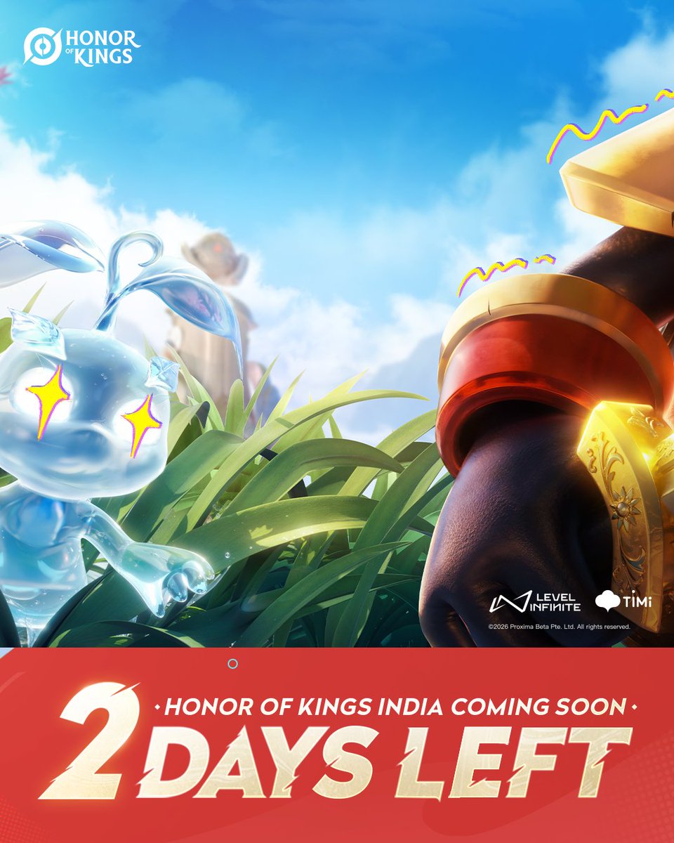 HOKIndia's tweet photo. The countdown is speeding up ⚡ Soon, the battlefield will open for everyone 🔥

🇮🇳 The battle for glory begins very soon.

👉 Pre-register now: https://t.co/GpoMs2B2kP

#HonorofKings #honorofkingsIndia #HOK #KingsArise #MobileMOBA #MobileGamingIndia #IndianGaming #EsportsIndia https://t.co/0Xih01CxHF