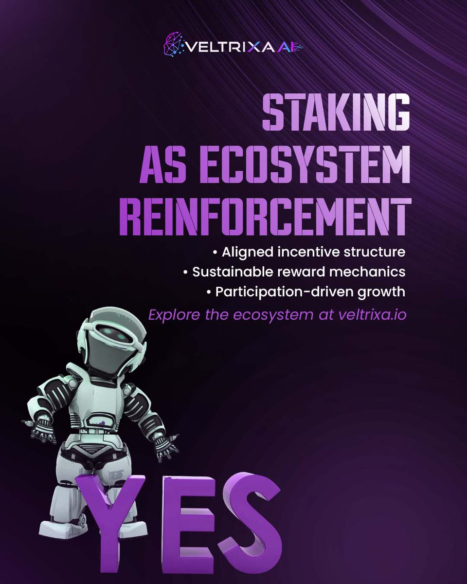 VeltrixaAI's tweet image. Strengthen the future of decentralized ecosystems with smart staking. Earn sustainable rewards while supporting a powerful and growing network. Be part of a system where participation drives real growth and innovation.

#CryptoStaking
#BlockchainEcosystem
#VeltrixaAl
#Web3Growth