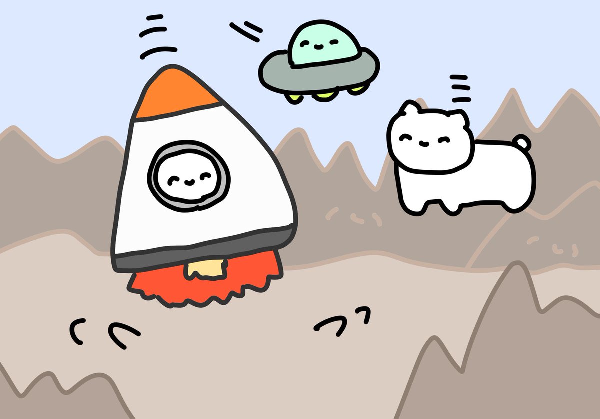 宇宙旅行中、通りすがった惑星に着陸するネコチャン達 #まいにちネコチャン 
