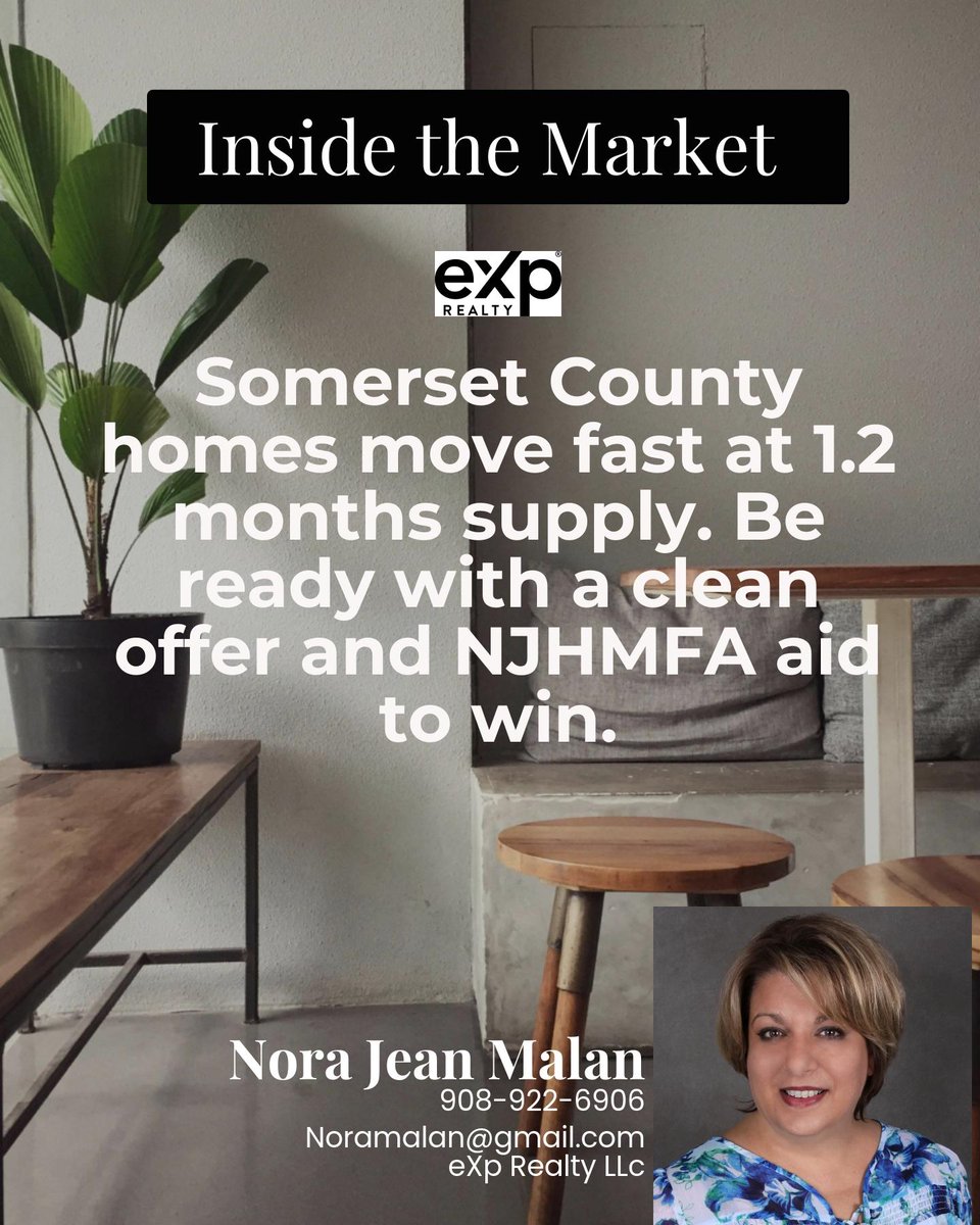 nmalan's tweet photo. Somerset County inventory sits at just 1.2 months, but buyers are gaining leverage through preparation. 🏠

A clean offer with NJHMFA down payment assistance can be your winning edge. DM me to talk through your options. https://t.co/Yyb65WA5KV
