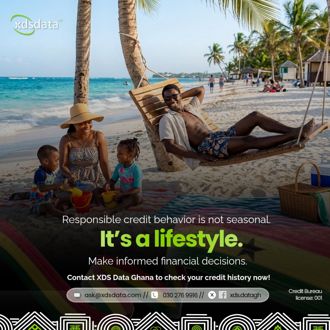 Responsible credit behavior is not seasonal. It's a lifestyle.
Make informed financial decisions.

Contact XDS Data Ghana to check your credit history now!

#FastService 
#CreditReport 
#XDSDataGhana