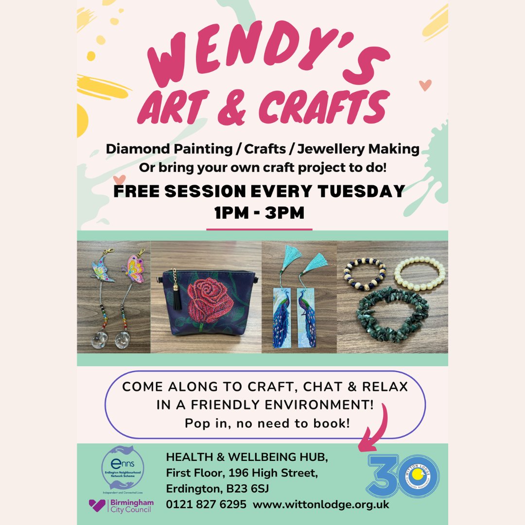 wittonlodge's tweet photo. Join Wendy as she hosts a vibrant crafting session designed for creative minds and community connection!🙌

📍 196 High Street, B23 6SJ
📅Every Tuesday
🕧1-3pm

Everyone is welcome, see you there! 🖌️✨ 

#Community #Crafting #Erdington https://t.co/ibiXbosww8