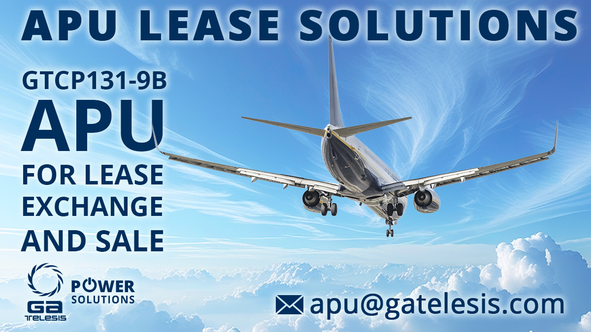 GATELESIS's tweet image. Power up your operations with APU solutions available for SALE, LEASE or EXCHANGE! EMAIL apu@gatelesis.com for more information!
Visit us: ow.ly/ARiV50Yo88u

#GATelesis #APU #PowerSolutions #Aviation #Aircraft #Leasing #Exchange #Sale
