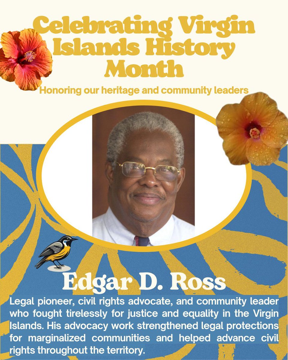 StaceyPlaskett's tweet image. This Virgin Island History Month, we remember Edgar D. Ross, a legal warrior who fought for civil rights and equality in our territory. 

His advocacy strengthened protections for the vulnerable and advanced justice for all Virgin Islanders. 🇻🇮 

#VIHistoryMonth #CivilRights"