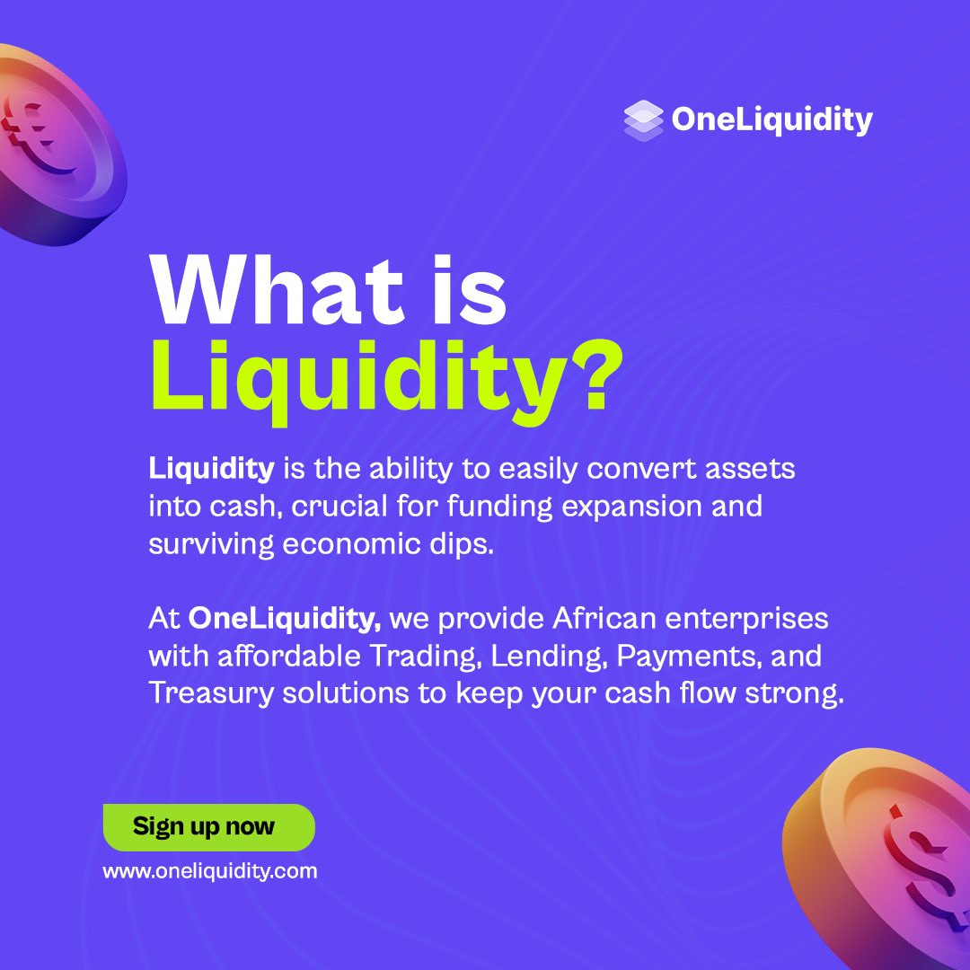 oneliquidityhq's tweet photo. Oneliquidity offers thrifty strategies through Trading,Lending,Payments,Treasury for African innovation. Integrate now https://t.co/OKvQ5uF0U6
#Liquidity #Oneliquidity #Fintech https://t.co/oMuDLRJyXM