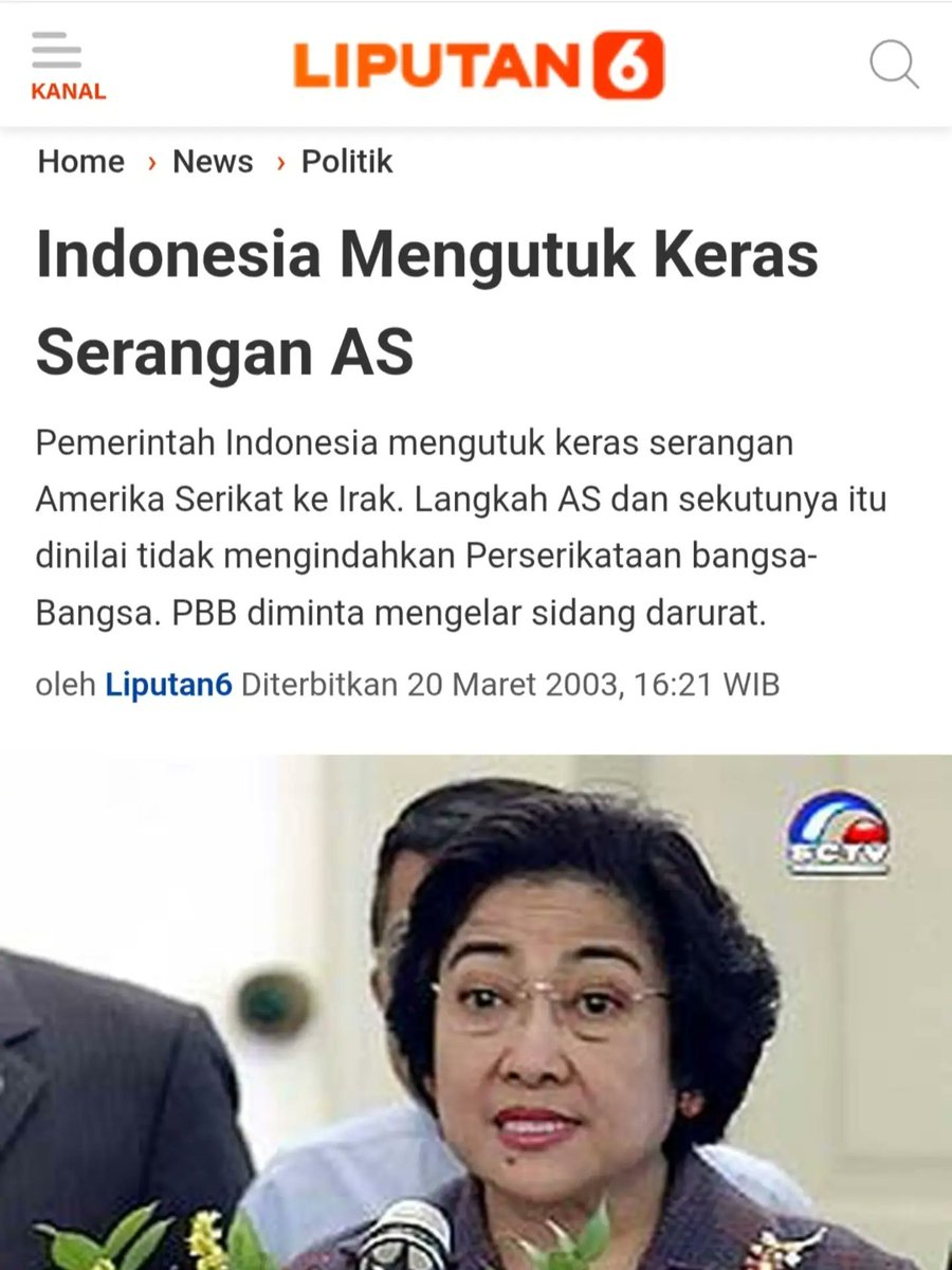 Tahun 2003, saat Amerika serang Irak, Indonesia secara tegas langsung kutuk Amerika.
Kini saat Amerika menyerang Iran, kenapa kita lembek dan gak tegas sama Amerika? Sejak kapan kita takut bertindak tegas? 😂
