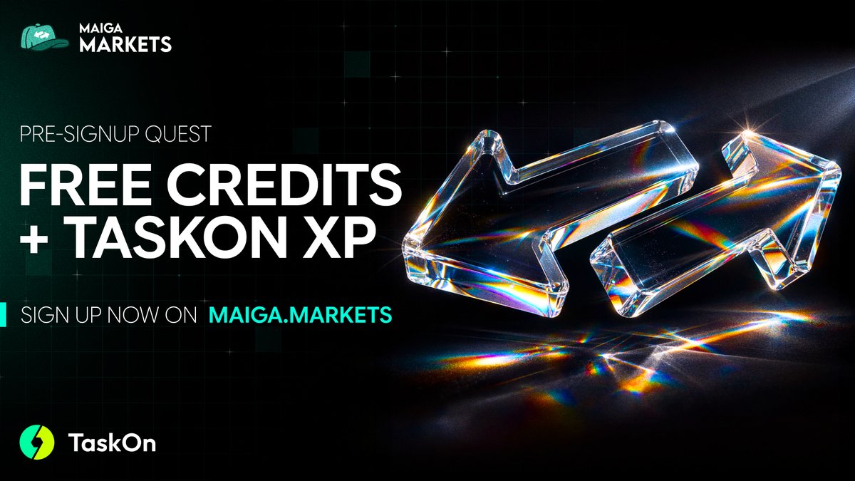 🎯 Maiga Markets x <a href="/taskonxyz/">TaskOn | Ultimate Web3 Community Growth Platform</a> Quest is LIVE!

Pre-sign up on Maiga Markets and earn free credits + 300 TaskOn XP!

How to enter:
✅ Connect your wallet on TaskOn
✅ Pre-sign up on Maiga Markets using the same wallet
✅ Follow <a href="/maigamarkets/">Maiga Markets</a> on X
✅ Link your Email

Start now 👉🏻