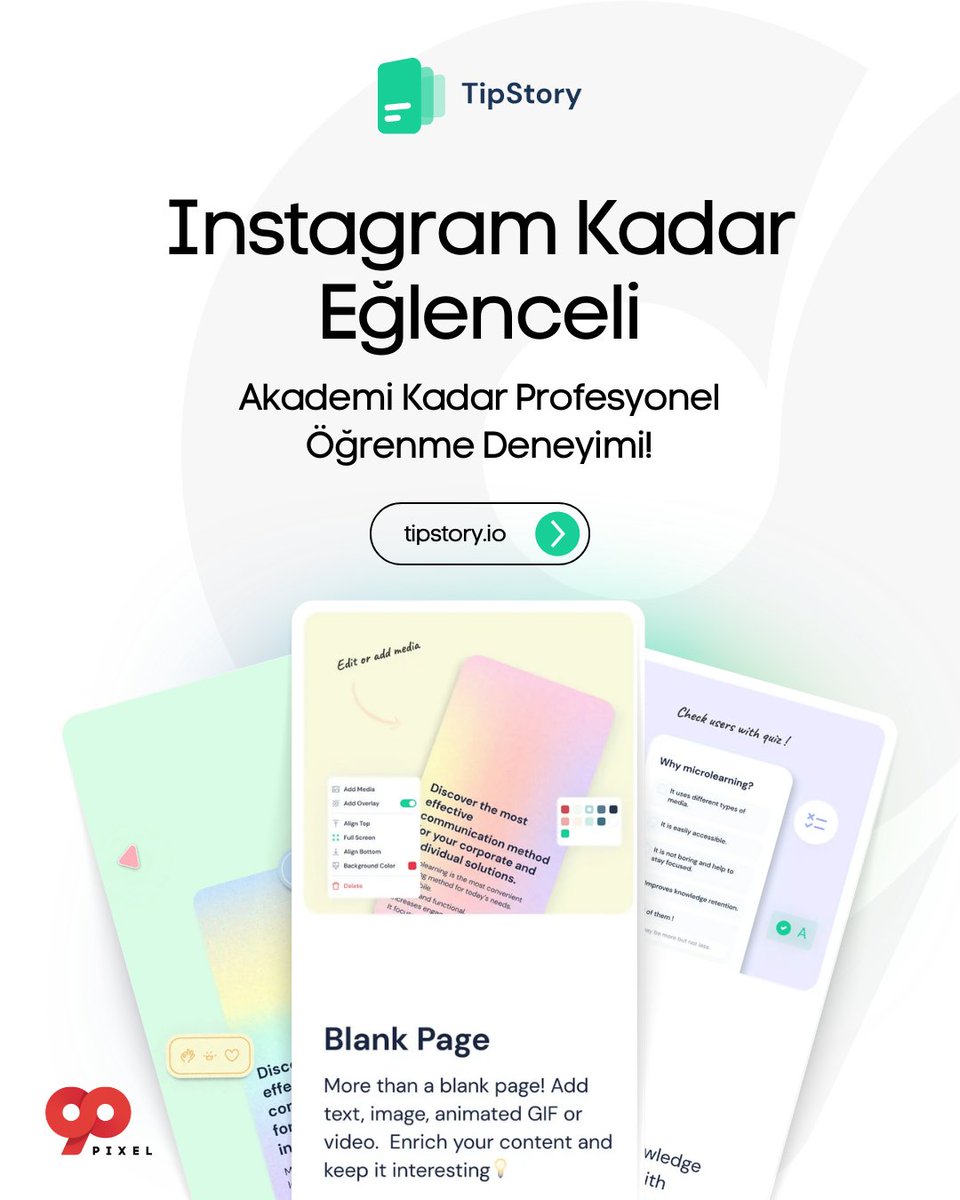 90pixel's tweet photo. Saatlerce süren videolar ve sayfalarca PDF... Çalışanlarınızın dikkati dağılıyor, bilgiler uçup gidiyor. Tanıdık geldi mi?

TipStory ile dakikalar içinde etkileşimi yüksek ve tamamen mobil uyumlu mikro öğrenme hikayeleri oluşturun. ✅ https://t.co/P3jArRtZ71
