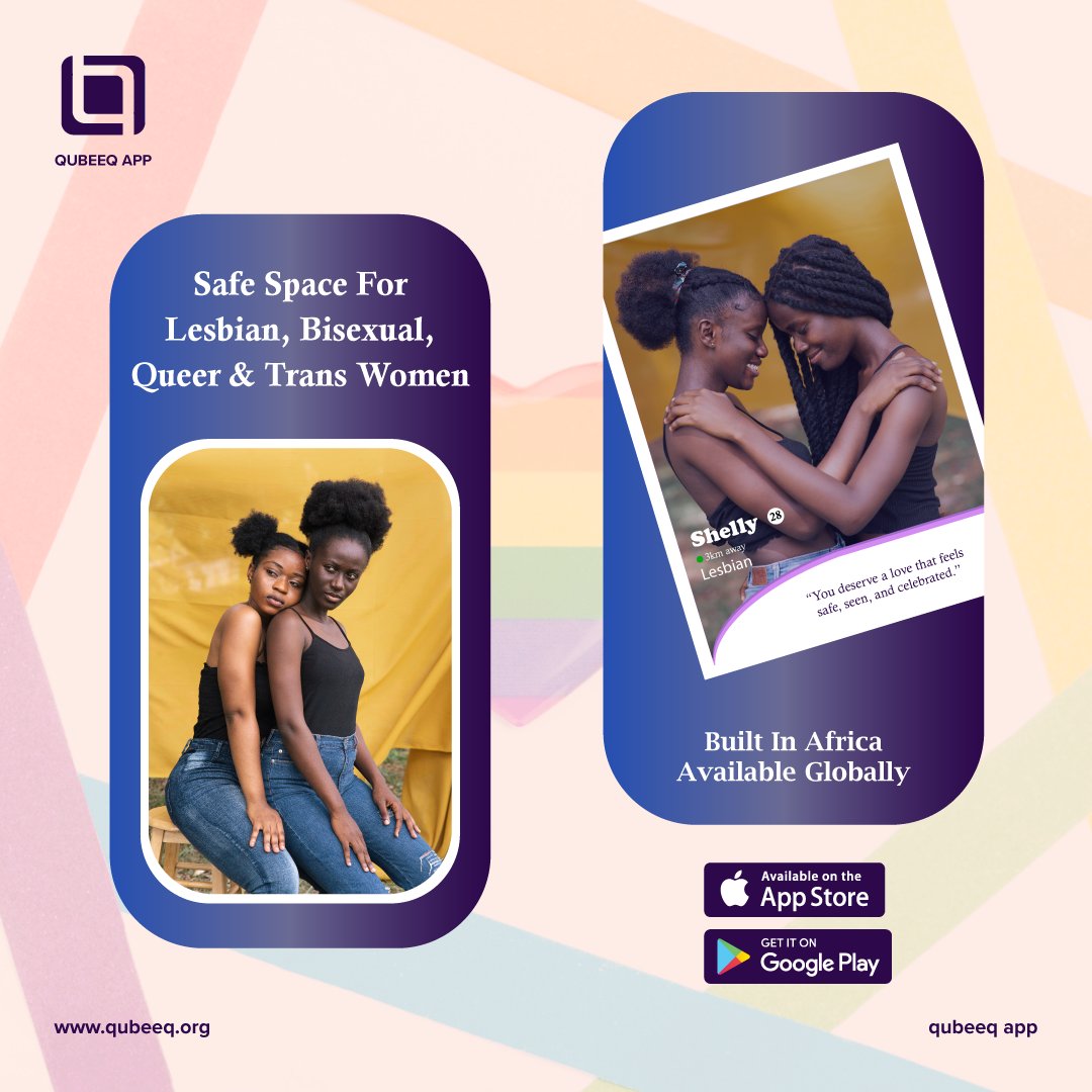QubeeqOrg's tweet photo. Made in Africa, for queer women everywhere. 🌍💜
Qubeeq was created to help lesbian, bisexual, queer and trans women find friendship, love, and community.
Your city. Your people. Your space.
#QubeeqApp #QueerCommunity #QueerAfrica #MadeInAfrica #WLW #QueerConnection https://t.co/qdAK7owfjv