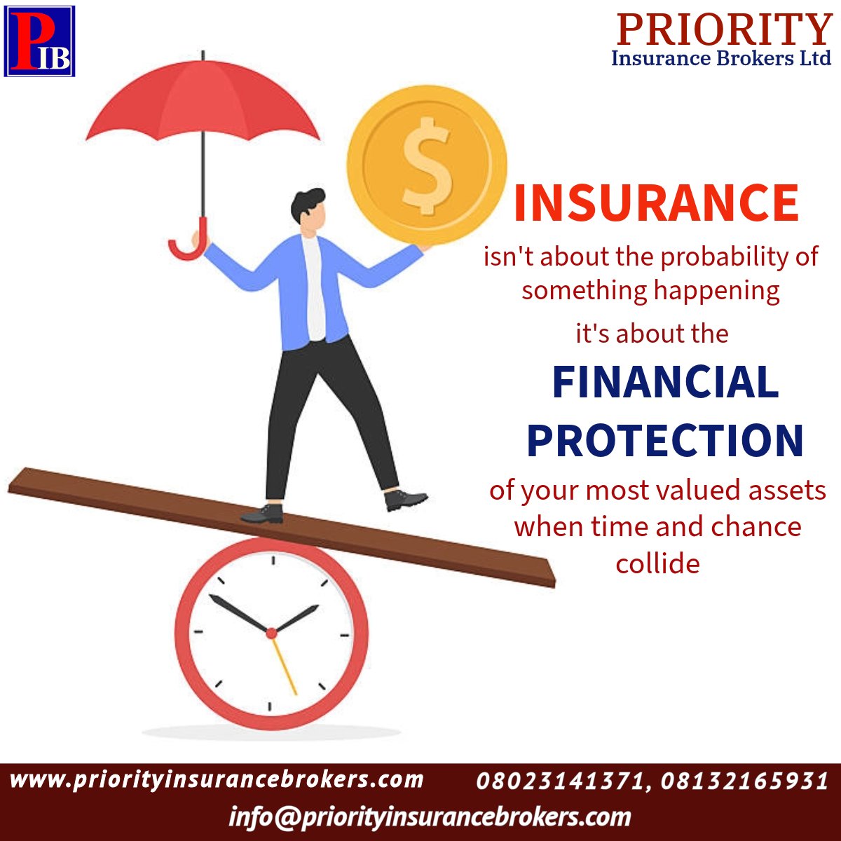 pibltd's tweet photo. Safeguard your success against the ticking clock of uncertainty.

Wishing you a worry free week.

#priority #insurancebroker #newweek https://t.co/uLHMQegp5W