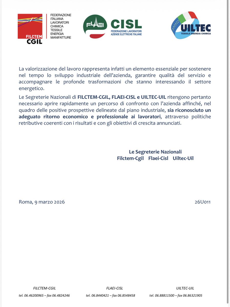 Flaei Cisl nazionale tweet media