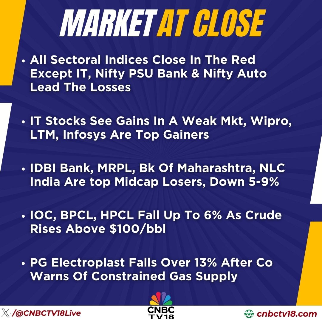 CNBCTV18Live's tweet image. #MarketAtClose | #Meesho hits 10% lower circuit as firm gets ₹1,500 Cr income tax demand notice

👉#Rupee hits record low of 92.35 against #USDollar in today’s trade

👉Market breadth firmly in the favour of declines, #NSE advance-decline ratio at 1:6

Here's more⏬