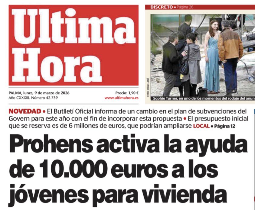 El titular d’avui!💙👇

El Govern de <a href="/MargaProhens/">Marga Prohens</a> , amb els joves de les Illes Balears.

Amem si avui l’organització juvenil de segons quin partit polític, s’atreveixen a xerrar de portades de diari😉😉 

Gràcies presidenta!🤩