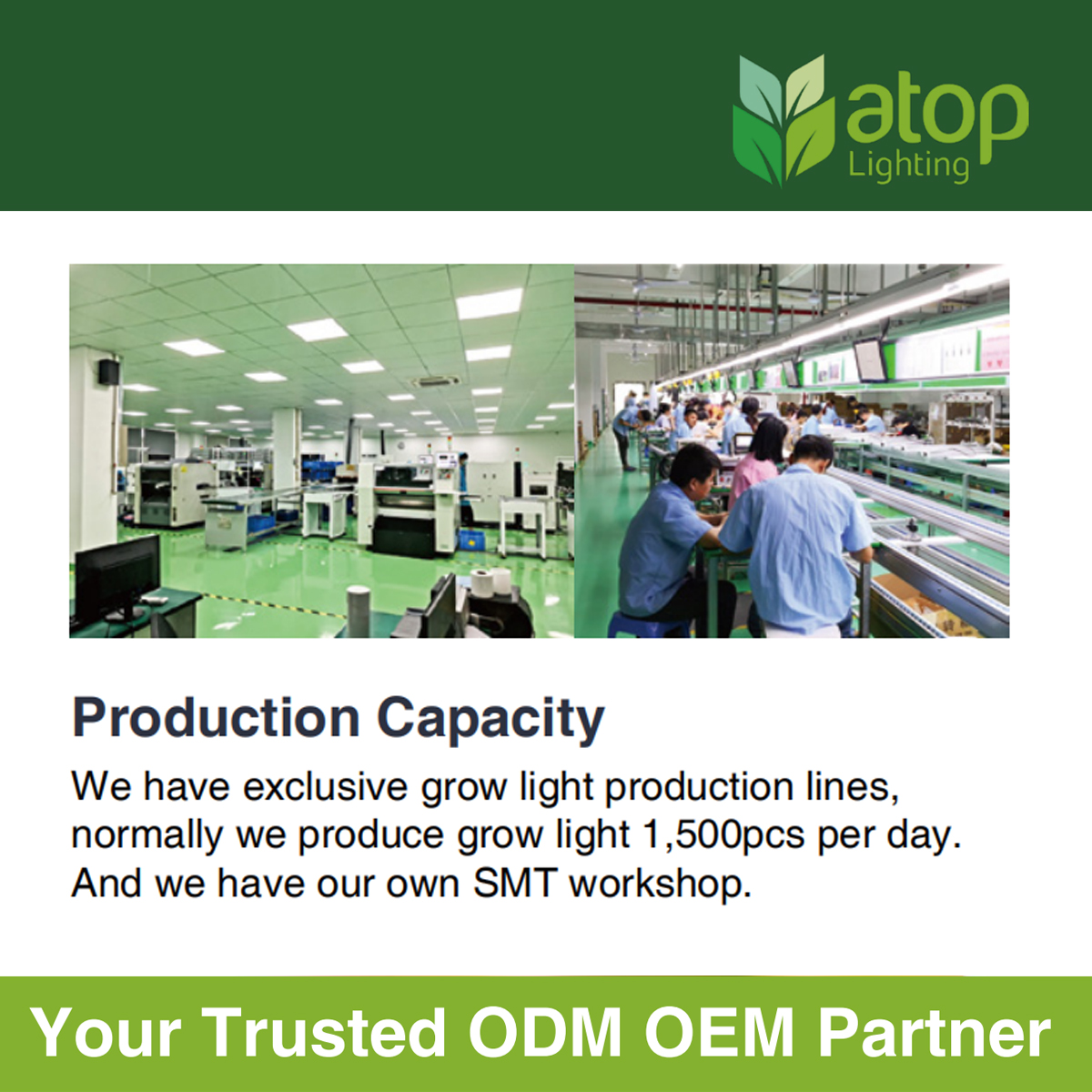 AtopLighting's tweet photo. With our in-house SMT workshop and exclusive assembly lines, we’re delivering 1,500 grow lights daily.

Looking for a manufacturer that can keep up with your demand? Let’s connect. 🤝 info@atophort.com

#GrowLights #IndoorFarming #horticulturallighting #lightingmanufacture https://t.co/U5qcUupsmw