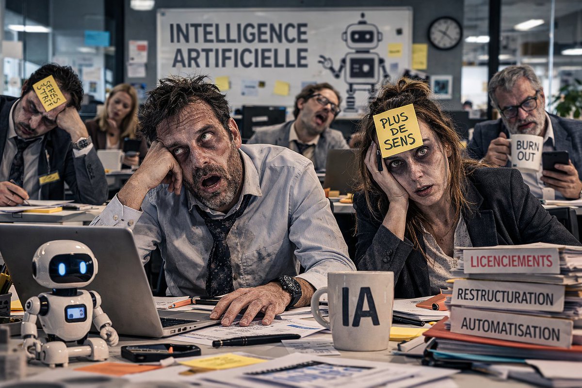 CEolis's tweet photo. L’IA supprime des emplois.
Mais elle crée aussi un phénomène invisible : le syndrome du survivant.
Les salariés restants ressentent souvent :
▪ culpabilité
▪ peur d’être les prochains
▪ perte de sens
▪ pression face à l’IA

Un nouveau défi social pour les CSE.
#IA #travail https://t.co/21r351BXqq