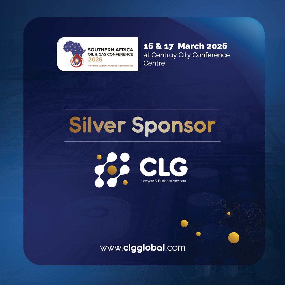 CLG_Global's tweet photo. CLG is proud to serve as a Silver Sponsor of the Southern Africa Oil and Gas Conference 2026 (#SAOGC2026), a premier platform uniting industry leaders, investors and policymakers to advance dialogue, investment and collaboration across Southern Africa’s oil and gas sector. https://t.co/YhqZw4XlJ0