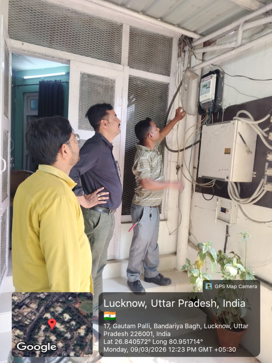 EEMeterLCZ's tweet photo. आज दिनांक 09.03.2026 को लखनऊ मध्य क्षेत्र,के अंतर्गत माननीय राज्य मंत्री श्री अरुण कुमार जी, के 16 गौतम पल्ली, बंदरिया बाग, लखनऊ स्थित आवास पर स्मार्ट मीटर स्थापित कराया गया एवं सीलिंग प्रमाण पत्र उपलब्ध कराई गई है। https://t.co/WyFStmcu7z