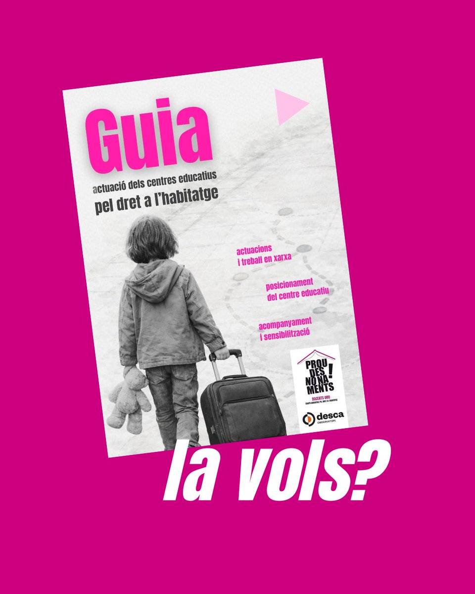 Voleu la guia Actuació dels centres educatius pel dret a l'habitatge?

Ompliu el formulari forms.gle/ybvaLDeVeEJbBL… i mireu el vídeo sencer
youtu.be/uA3hVdLPpjo?is…