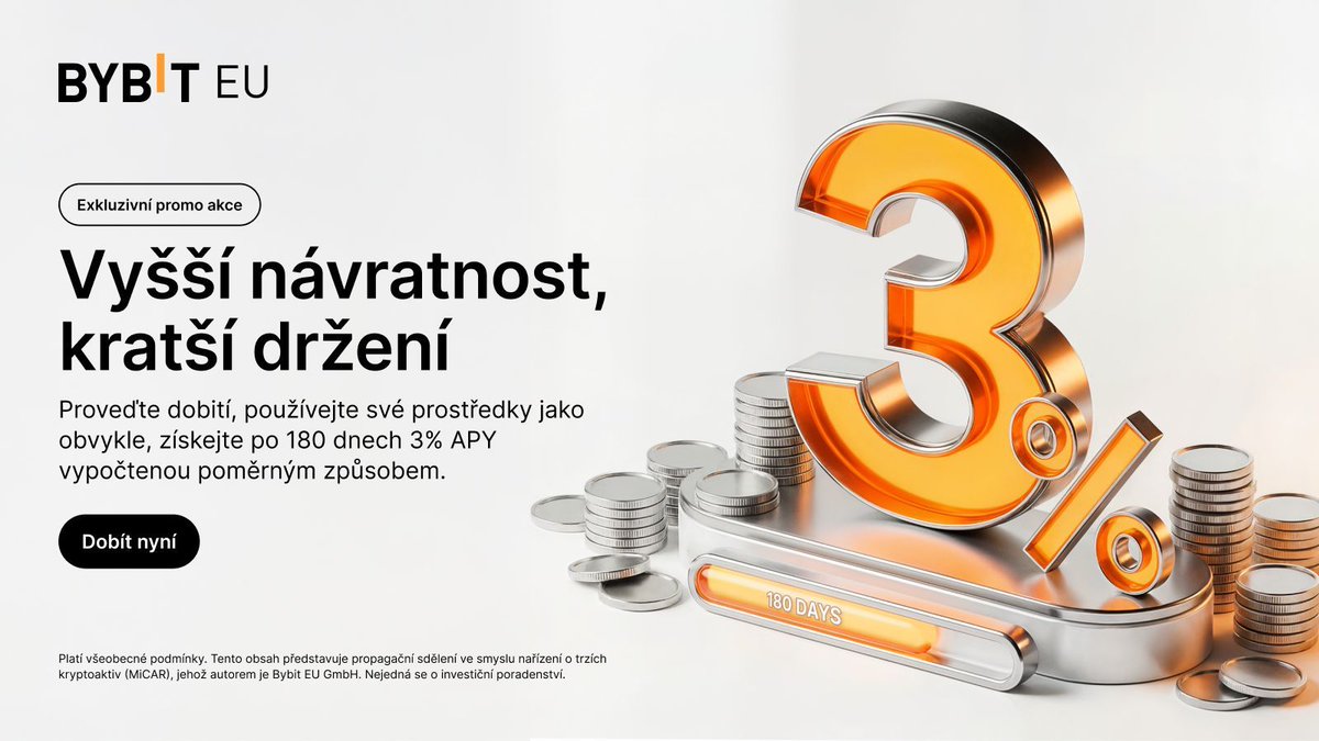 Vyšší návratnost. Kratší držení.

Využívejte svoje prostředky na plno a zároveň používejte platformu tak jak doposud. 

🟠 Získejte 3% APY za držení prostředků na vašem účtu!

👉️ Více informací: i.bybit.eu/1pabIkHn