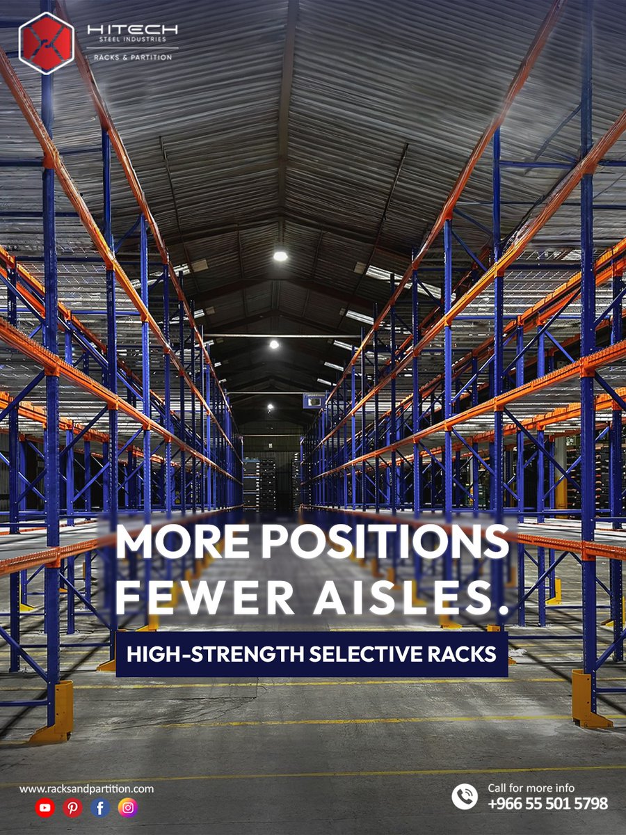 rackspartition's tweet photo. More Positions – Fewer Aisles – Maximum Efficiency! 🇸🇦📦
@hitechgroupKSA  manufactures high-strength selective pallet racking systems engineered for high load capacity, structural stability, and optimized warehouse performance.

👉 Contact us
📞 +966 55 501 5798 https://t.co/wWg1cAXFAd