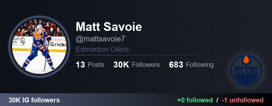 NHLFollowTrack's tweet image. 👉 mattsavoie7 (Matt Savoie) started following 0 and unfollowed 1:

❌ frantrims (FRAN | Edmonton Hair Artist)
🔗 instagram.com/frantrims

#LetsGoOilers #NHL