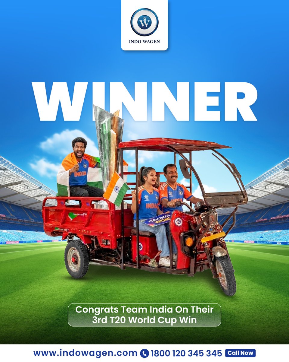 indowagen's tweet photo. Congratulating and celebrating the success of our Men In Blue for their outstanding performance in the ICC T20 World Cup.✨✨

#indowagen #CongratulationsTeamIndia #T20WorldCup2026 #winner #champion https://t.co/MWPAqVz92i