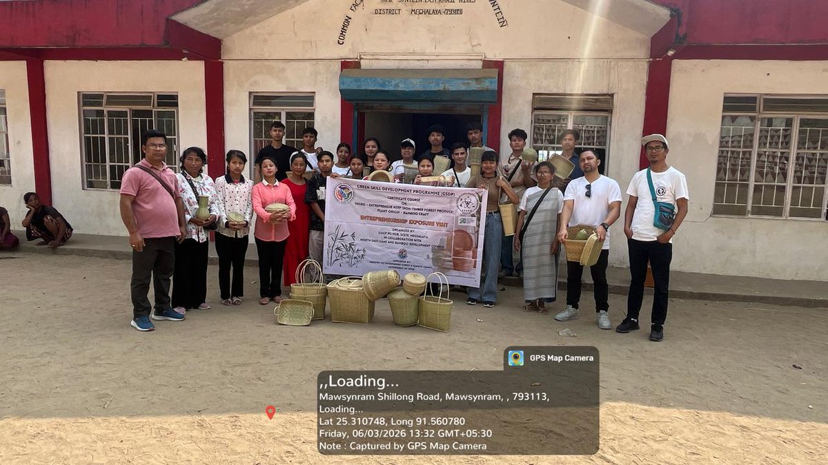 eiacpshillong's tweet photo. As part of ongoing GSDP Certificate Course, EIACP PC-Hub, SCSTE, Meghalaya completed an Entrepreneurial Exposure Trip to the current batch of GSDP participant at Kynmynsaw Syntein, Mawsynram on 6 March 2026. @moefcc  @EIACPIndia  @scstemeghalaya https://t.co/vO7nzzbpJz