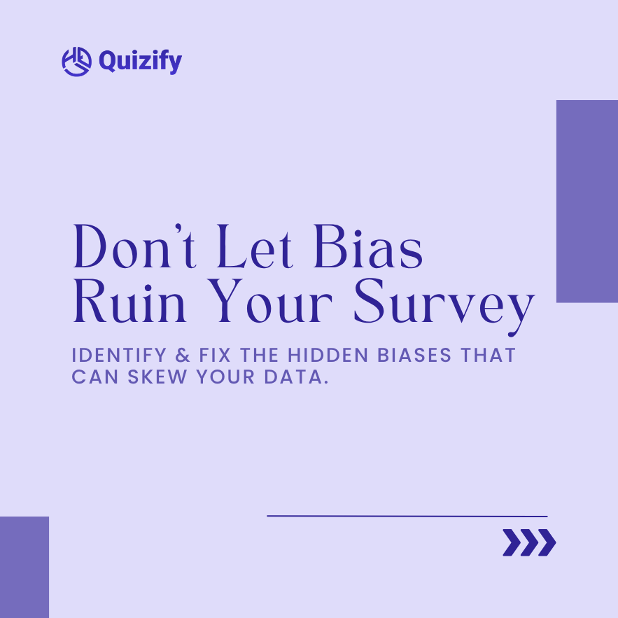 Quizifyio's tweet photo. Survey bias can quietly distort your data—from non-responses to poorly framed questions.

Discover 6 common survey biases and how to fix them for more reliable insights.

🔗 https://t.co/vwBN3dTdOr

#SurveyBias #SurveyDesign #DataQuality #MarketResearch #CustomerFeedback https://t.co/XMyRYOa0zF