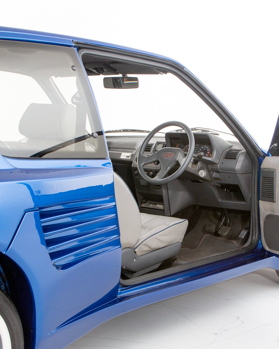 The dramatic exterior on this Peugeot 205 Dimma Turbo is contrasted by a grey leather interior with seats piped blue – all installed from new by Dimma as illustrated on the seat inserts.