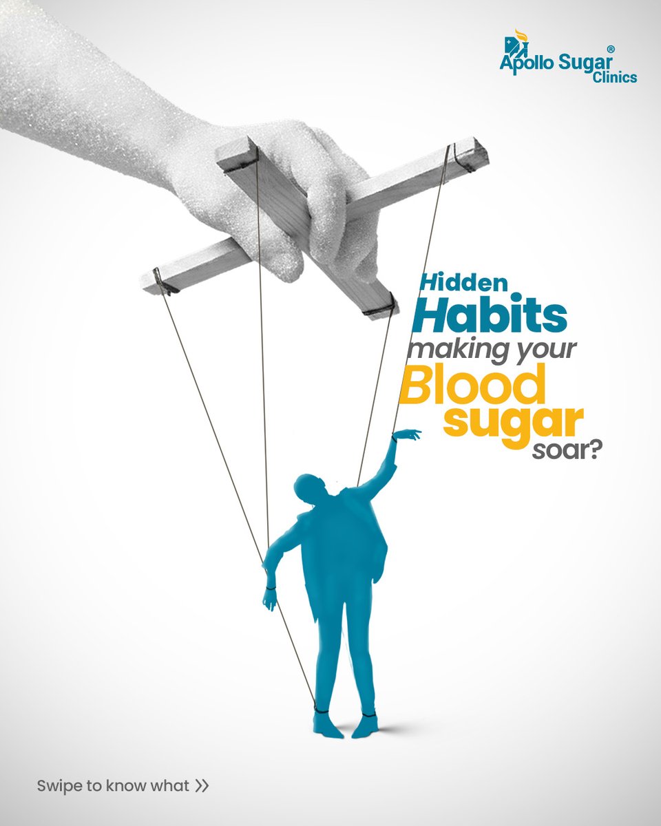 ApolloSugar_Ind's tweet photo. Unseen habits like stress, skipping breakfast &amp; smoking can pull the strings on your health.

Take back control. Consult Apollo Sugar Clinic experts today. To book an appointment, call 1800-103-1010. https://t.co/dM9DvfQMdR