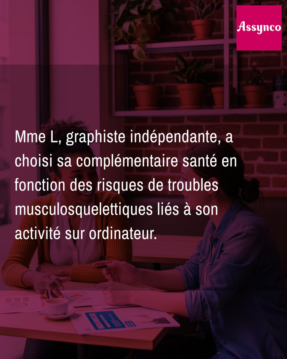 assynco's tweet photo. 👩‍🎨 Mme L. est graphiste indépendante, et comme beaucoup de travailleurs non-salariés, elle a dû choisir sa complémentaire santé. Face aux risques de troubles musculosquelettiques liés à son activité sur ordinateur, elle a pris une décision éclairée. En analysant ses (1/3) https://t.co/oHRAvf9gFS