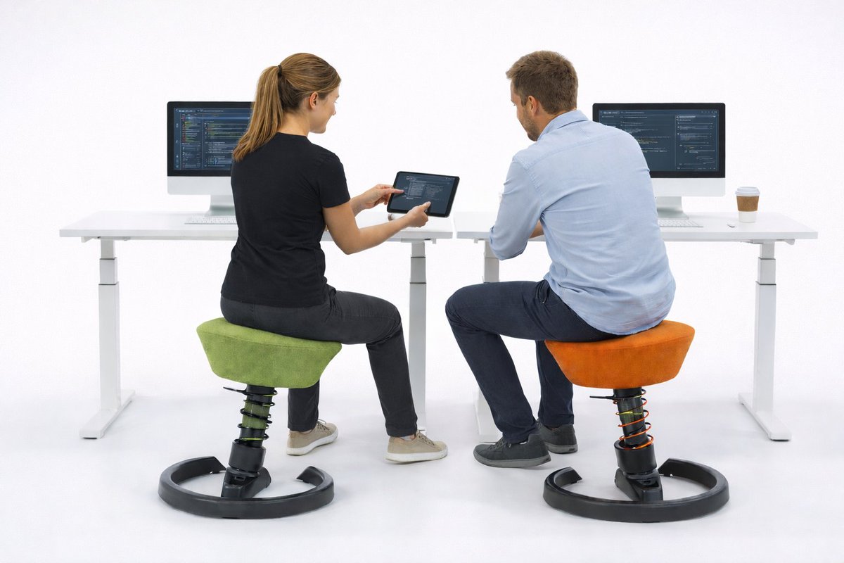 mpex_de's tweet photo. Vom statischen Coden zum Active Sitting: mpex stattet uns mit Aeris Swoppern aus! 🚀 Endlich Bewegung im Setup, während die Tastatur glüht. Wer hüpft schon mit  oder klebt ihr noch fest? 🖱️💨 https://t.co/rL7SZtbUkl