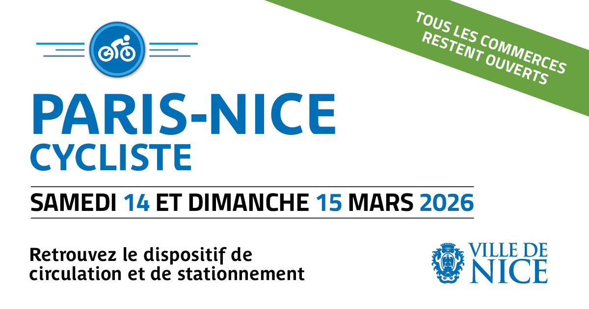 VilledeNice's tweet photo. 🚴 À l'occasion de la 84e édition du Paris-Nice, course cycliste masculine sur route, anticipez vos déplacements.

👉 Des restrictions sont à prévoir les 14 et 15 mars. Toutes les informations sont sur :
https://t.co/oRg8Nhubxs

#ILoveNice https://t.co/lUwdQumG09