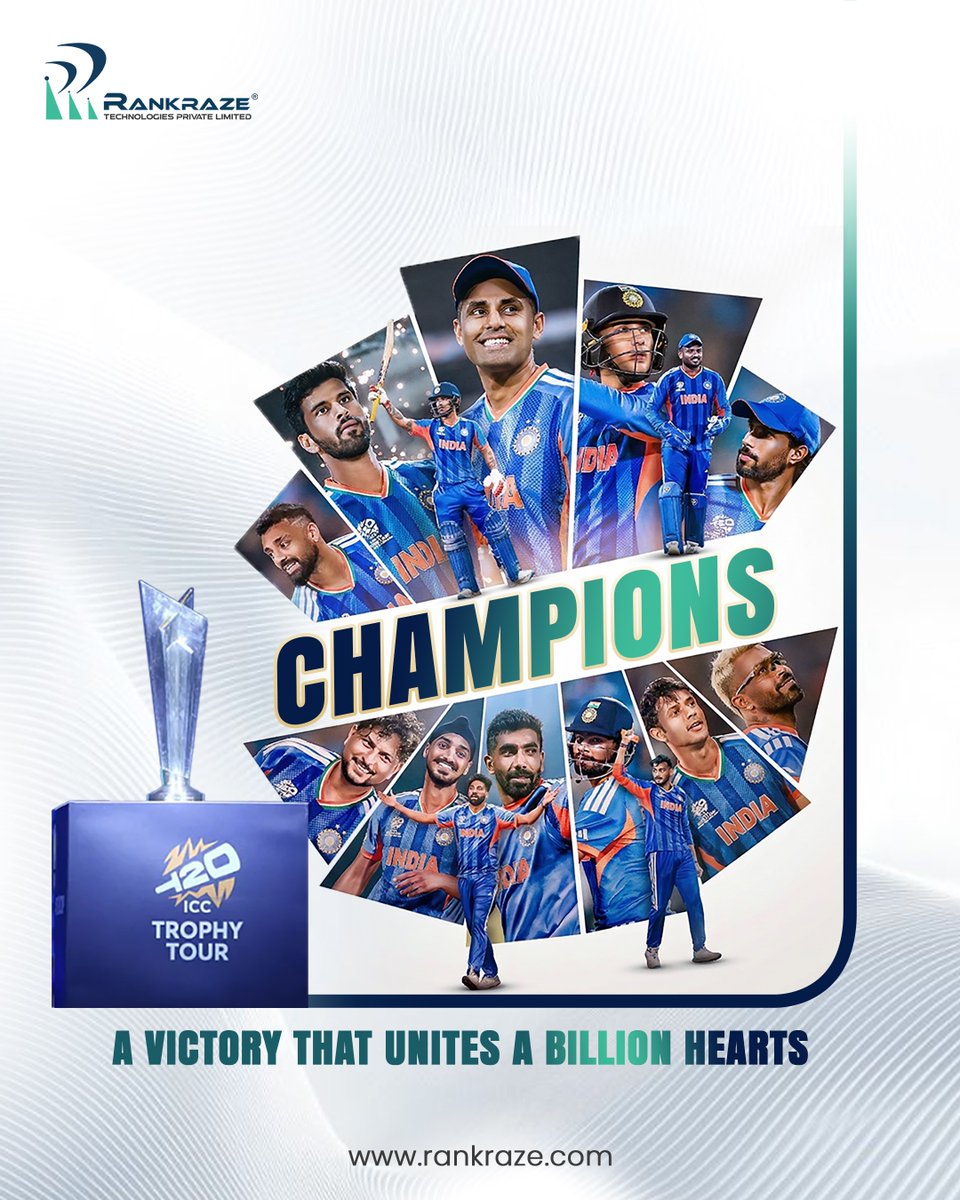 RankRaze's tweet photo. 🏆 CHAMPIONS! 🇮🇳

A moment of pride, passion, and pure cricketing brilliance. This incredible victory is more than just a trophy — it’s a celebration shared by a billion hearts. 💙

Congratulations to the champions who made the nation proud! 👏

#Champions #WorldCupWinners https://t.co/OitDtUos6u