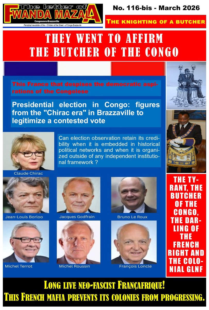 Les cannibales de la chiraquie sont allés consacrer la kleptocratie et la boucherie du Pinochet du Congo qu'ils y ont installées en 1997.