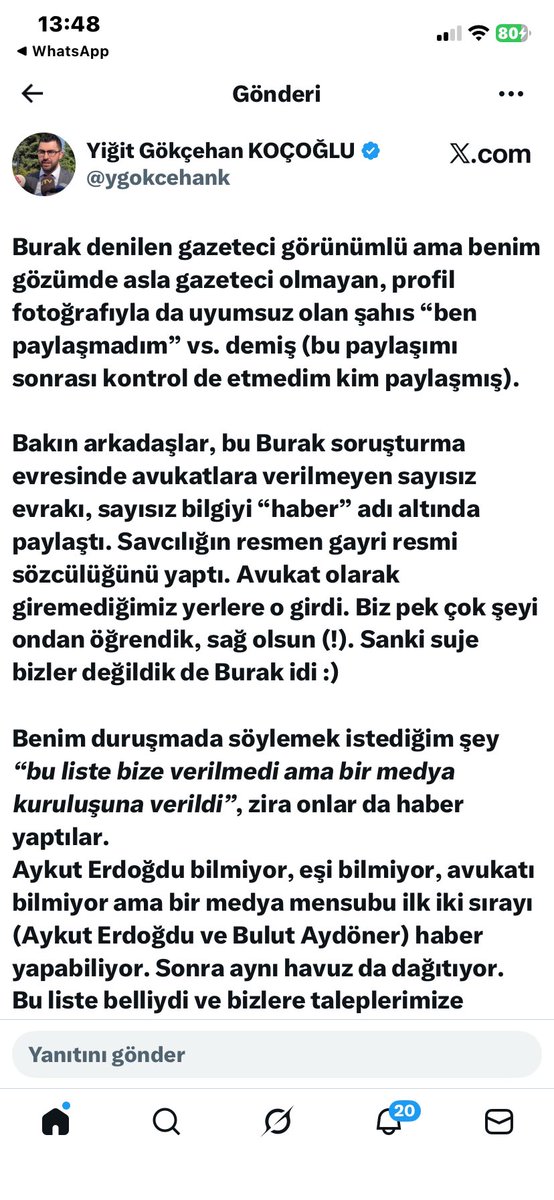 Bu kadar laf salatası yapmasının sebebi yalancılığının ortaya çıkması.
Çünkü “Yeni Şafak savunma sıralamasını yazdı. O listeyi biz görmeden gazete yazdı” dedi ve tartışma çıktı. 
Duruşmaya ara verildi. 
Yeni Şafak, öyle bir liste yayımlamadığını ispatladı. 
Bunun üzerine