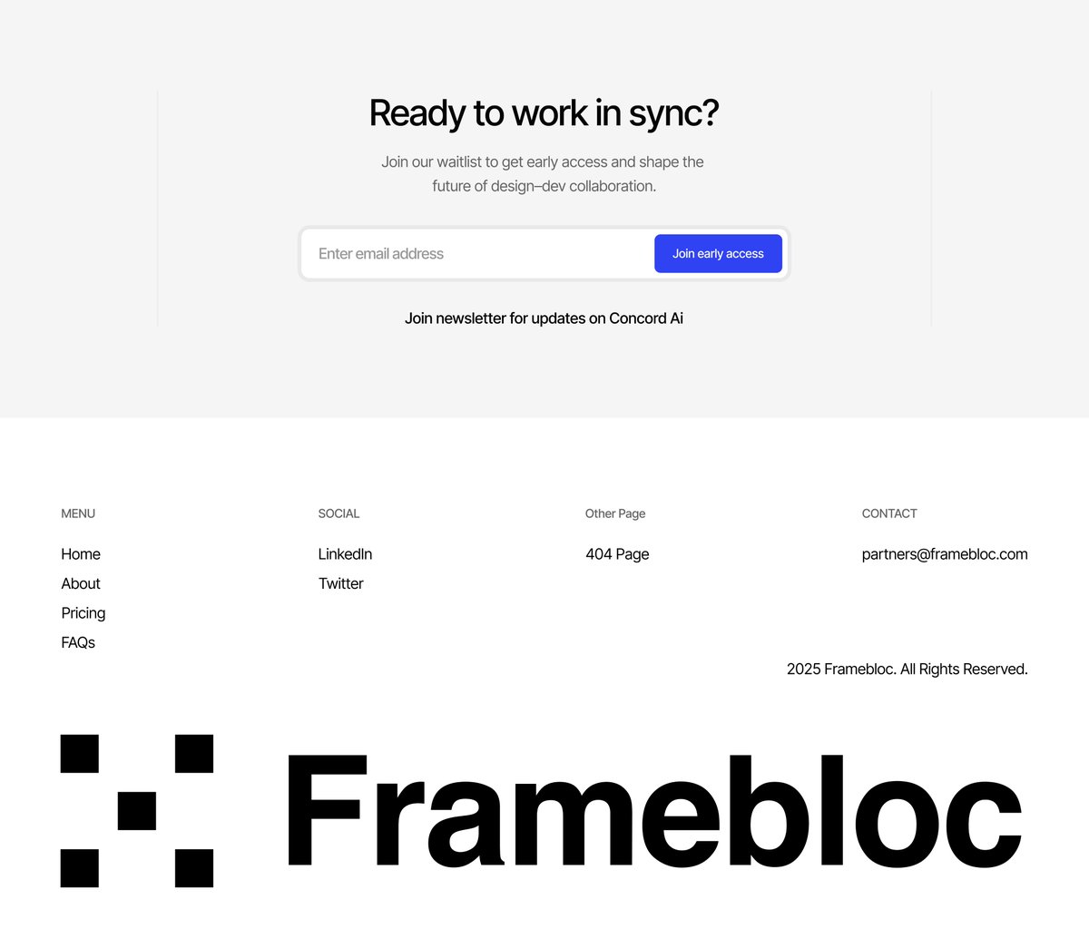 Footer and CTA UI