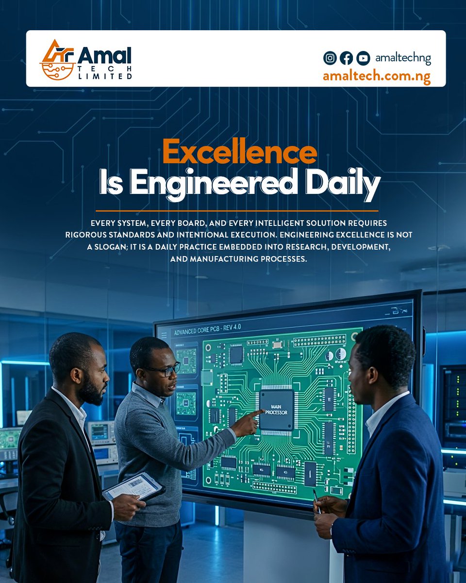 AmalTech_NG's tweet image. Excellence Is Engineered Daily

Real progress in technology comes from discipline, precision, and consistency. At Amal-Tech, we focus on building reliable solutions that strengthen Africa’s industrial future.

Follow our journey: info@amaltech.com.ng
 
#amaltech #techforafrica