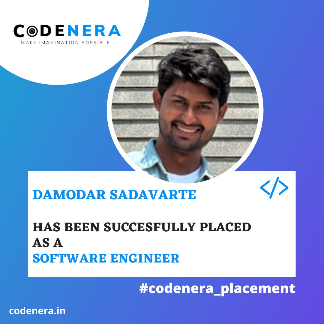 codenera_'s tweet photo. Dream. Learn. Build. Achieve. 💙
Kudos to Damodar Sadavarte for securing a role as Software Engineer!
Another milestone in Codenera’s placement journey.
#PlacementSuccess #Codenera #TechCareers #FutureReady https://t.co/3sYp7yi5g7