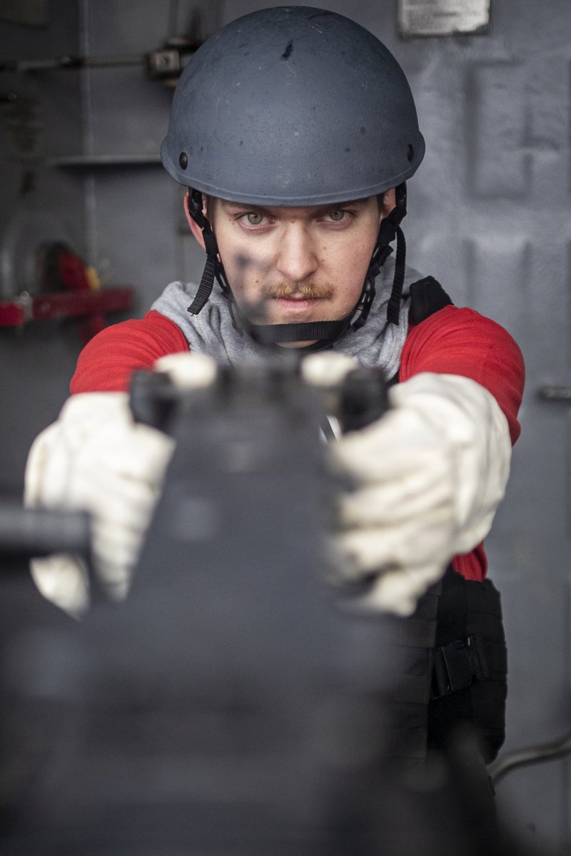 Taking Aim.

Gunner’s Mate Seaman Tyler Miner aims an M2 .50-caliber machine gun during an integrated training drill aboard America-class amphibious assault ship USS Tripoli (LHA 7) while underway, March 7. 

#US7thFleet | #AlwaysReady https://t.co/zHcIbXmU8c