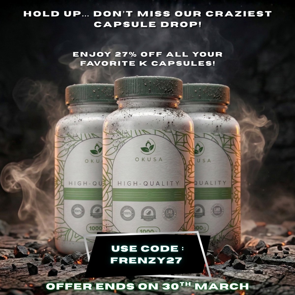 OrganicKusa's tweet image. Blink and you might miss our ultimate capsule drop yet! 🔥

Enjoy 27% OFF all your favorite k capsules! 😍 

👉 Use code: FRENZY27 

⏰ Offer ends: March 30th! 

Don’t let your favorites slip away, snag them now! 🚀

#CapsuleDrop #CapsuleFrenzy #FlashSale #LimitedTimeOffer