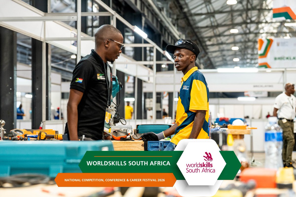HigherEduGovZA's tweet photo. The competition has officially kicked off alongside the Career festival at the Inkosi Albert Luthuli International Convention Centre 
https://t.co/XWCV5aRwgE

#WSZA2026 
#SkillsChangesLives
#WorldSkillsZA https://t.co/ez8NGp6QdU